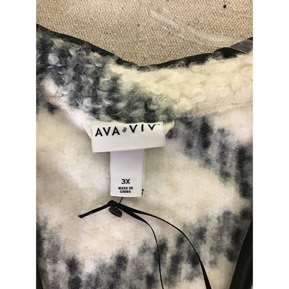 Ava & Viv  Women Open Front plaid  cardigan jacket 2X  NWT Cozy Trendy Boho - Picture 10 of 11